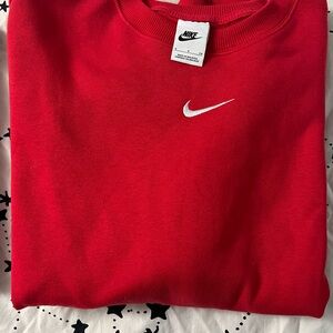 Nike Women's Red Sweatshirt with White Logo